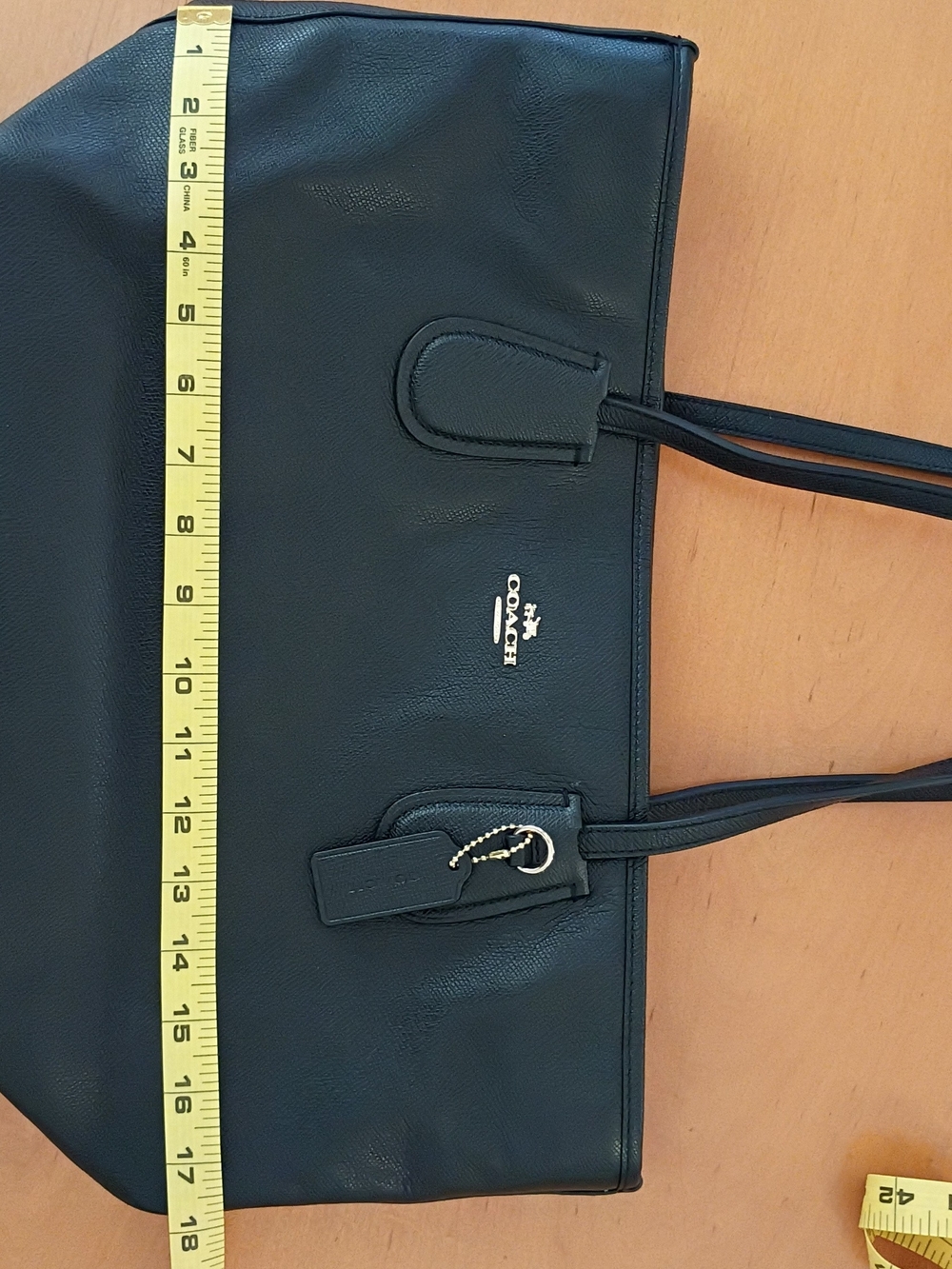 Coach Taxi Leather Zip Top Tote in black with Gold Logo - Picture 6 of 13